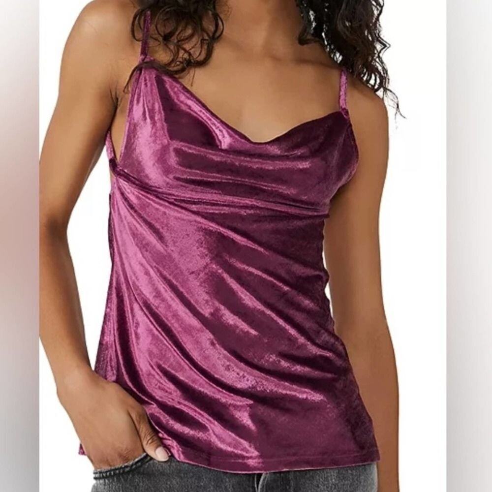 NWT, Free People All Night Velvet Tunic, Color Fig Jam, Size S